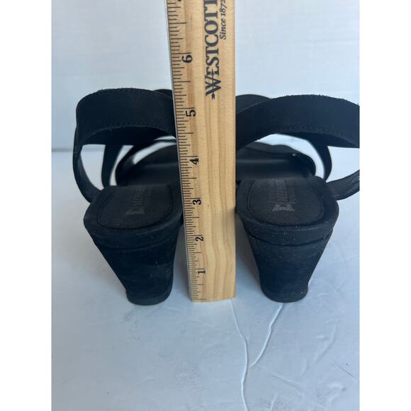 MEPHISTO GIULIANA SOFT AIR TECHNOLOGY BLACK NUBUCK COMFORT WEDGE SANDAL SZ 9 - Picture 7 of 10